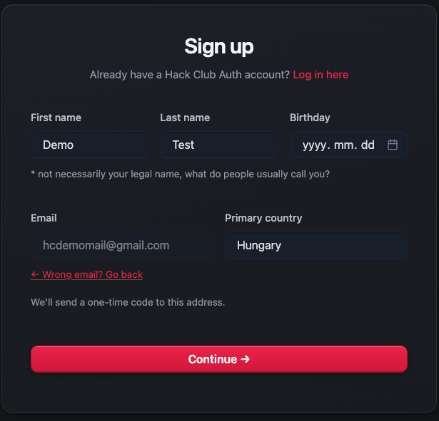 Personal details form