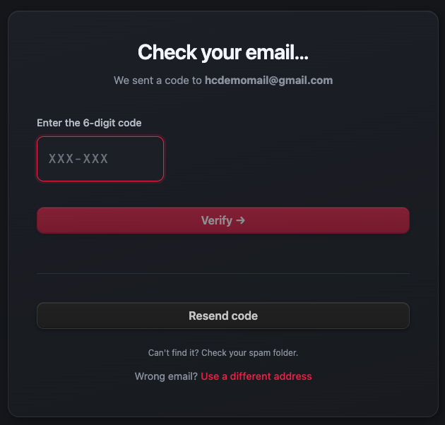 Verification code entry