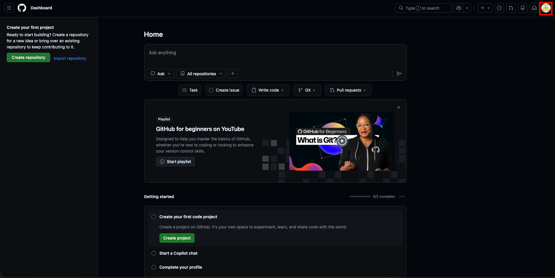 Click your profile picture