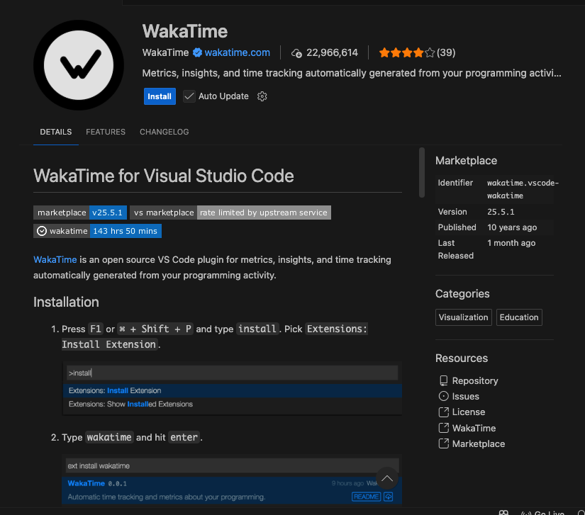 WakaTime extension